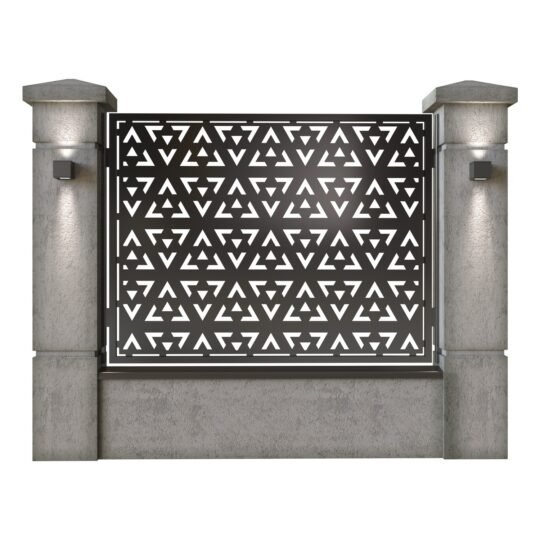 Panou de gard mare din tabla decupata (traforata) CNC cu plasma, model Trio, SM TRIO03, 1940 x 1500 mm, Negru