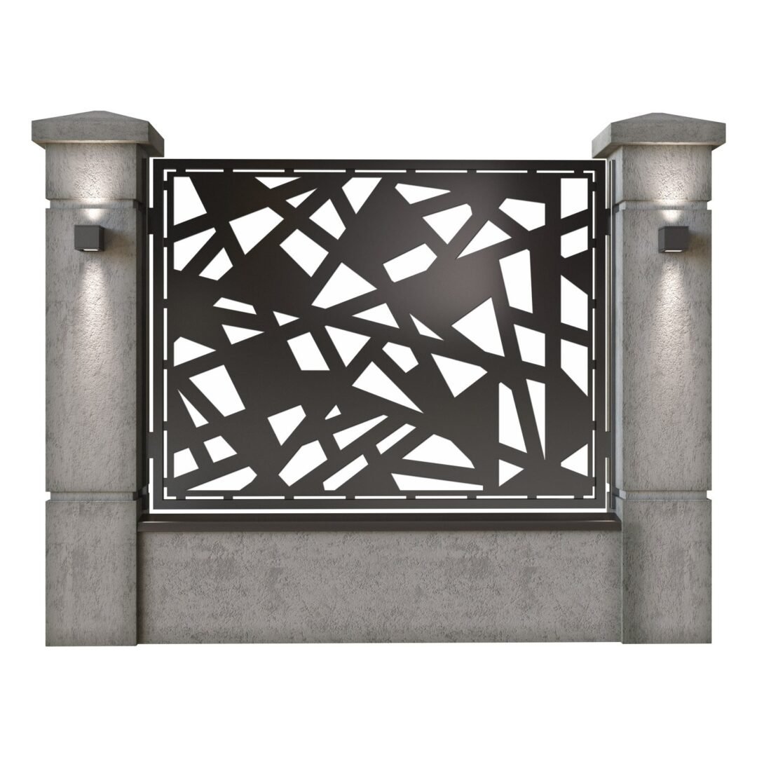 Panou de gard mare din tabla decupata (traforata) CNC cu plasma, model Urban, SM URB03, 1940 x 1500 mm, Negru