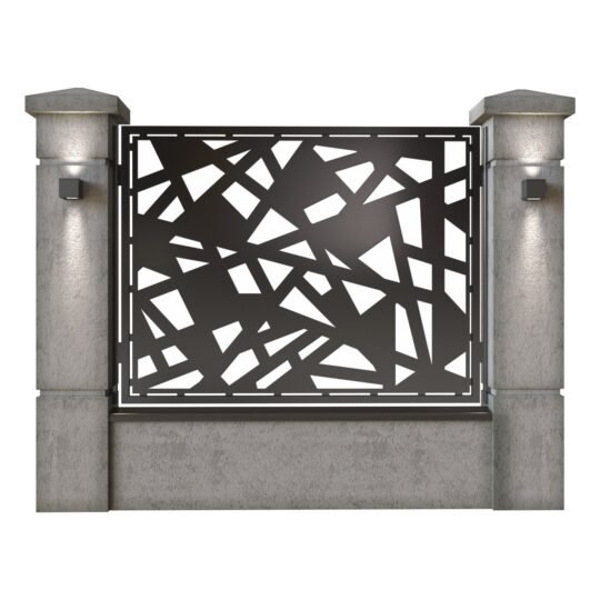 Panou de gard mare din tabla decupata (traforata) CNC cu plasma, model Urban, SM URB03, 1940 x 1500 mm, Negru