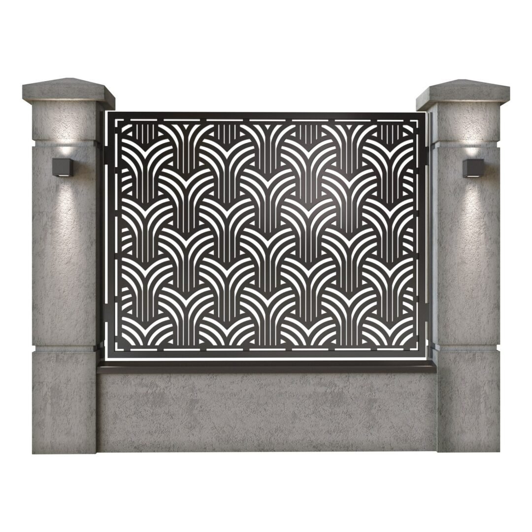 Panou de gard mare din tabla decupata (traforata) CNC cu plasma, model Vintage, SM VTG03, 1940 x 1500 mm, Negru