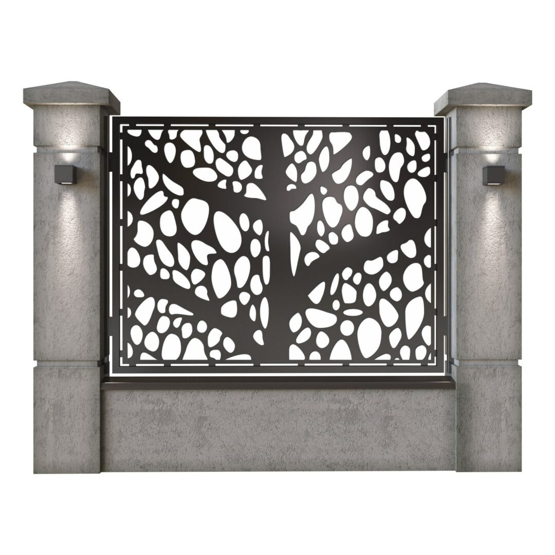 Panou de gard mare din tabla decupata (traforata) CNC cu plasma, model Vogue, SM VOG03, 1940 x 1500 mm, Negru