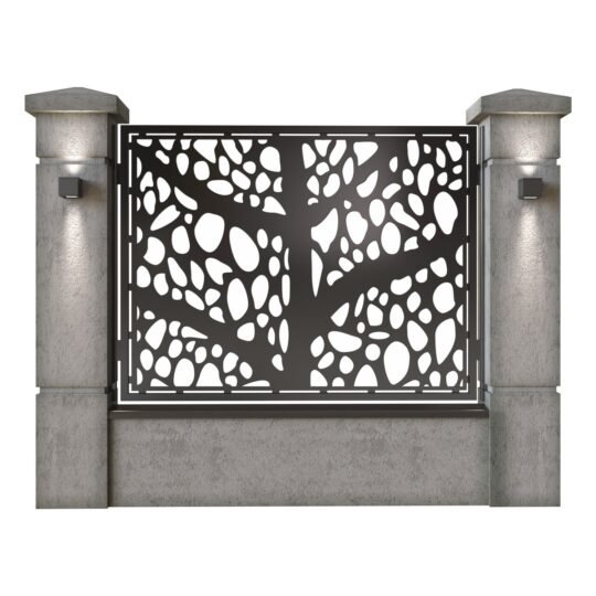 Panou de gard mare din tabla decupata (traforata) CNC cu plasma, model Vogue, SM VOG03, 1940 x 1500 mm, Negru