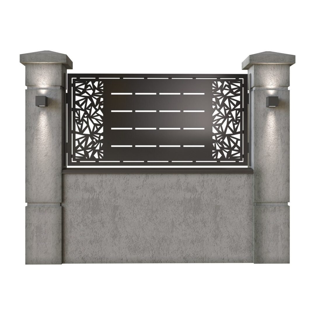 Panou de gard mic din tabla decupata (traforata) CNC cu plasma, model Decor, SM DCR02, 1940 x 990 mm, Negru