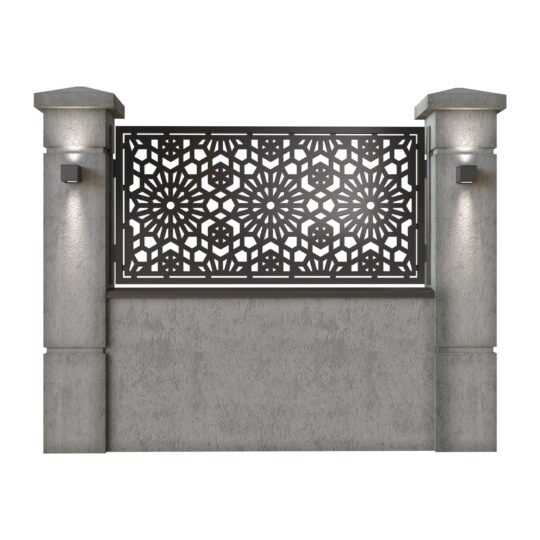Panou de gard mic din tabla decupata (traforata) CNC cu plasma, model Doha, SM DHA02, 1940 x 990 mm, Negru