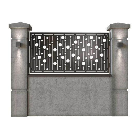 Panou de gard mic din tabla decupata (traforata) CNC cu plasma, model Dotto, SM DT002, 1940 x 990 mm, Negru