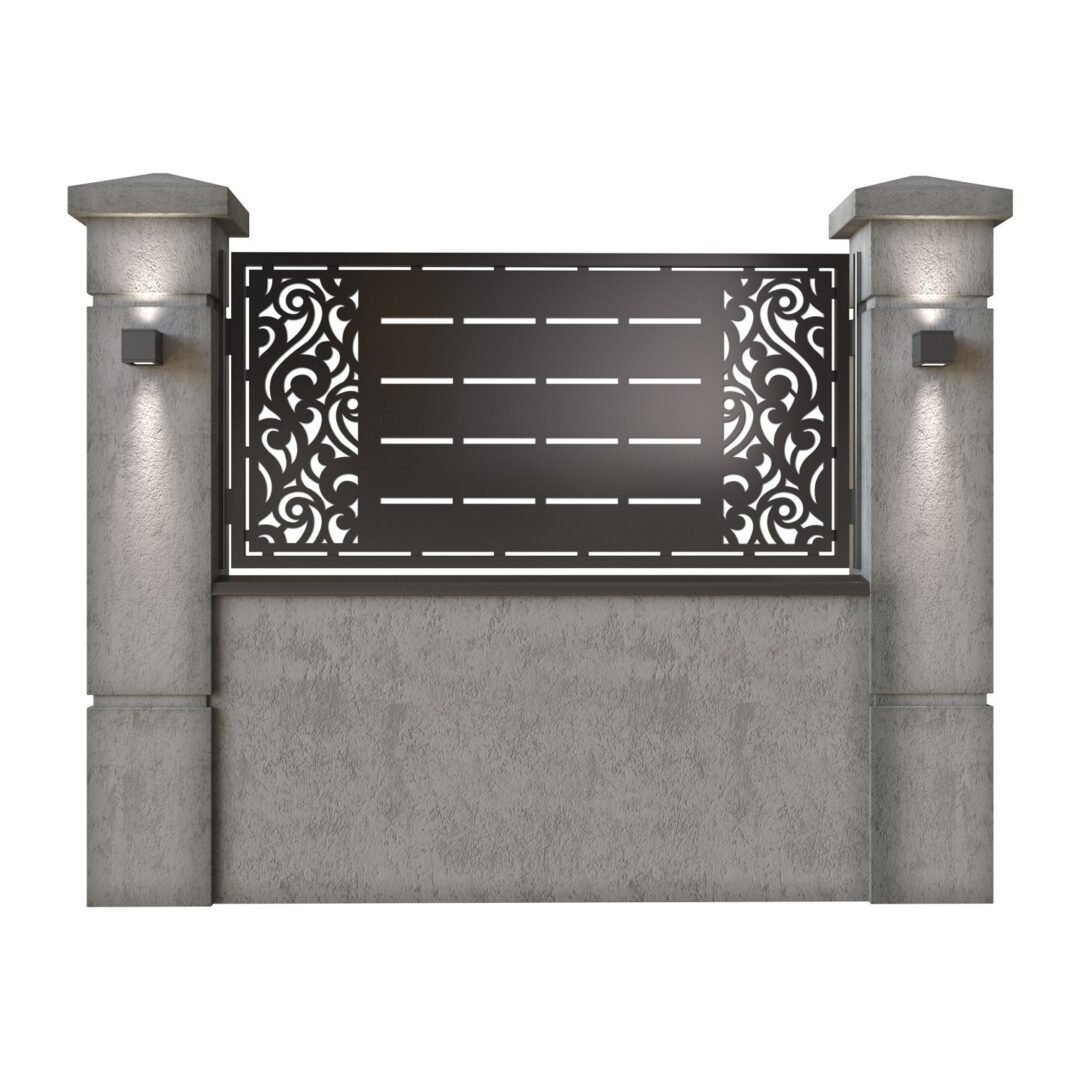Panou de gard mic din tabla decupata (traforata) CNC cu plasma, model Dubai, SM DBI02, 1940 x 990 mm, Negru
