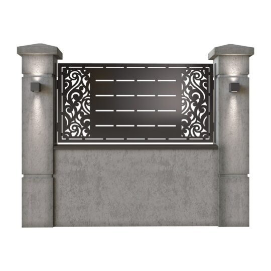 Panou de gard mic din tabla decupata (traforata) CNC cu plasma, model Dubai, SM DBI02, 1940 x 990 mm, Negru