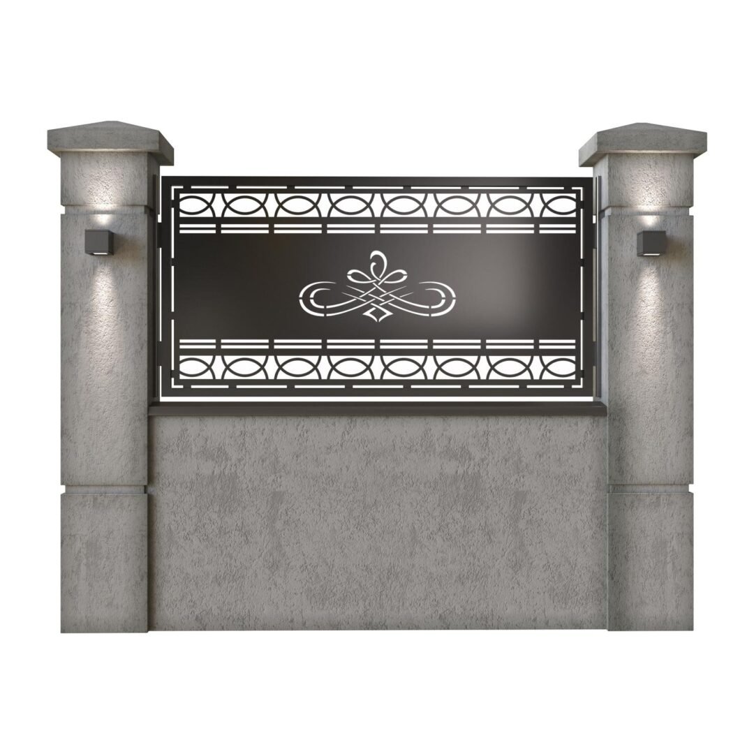 Panou de gard mic din tabla decupata (traforata) CNC cu plasma, model Lima, SM LMA02, 1940 x 990 mm, Negru