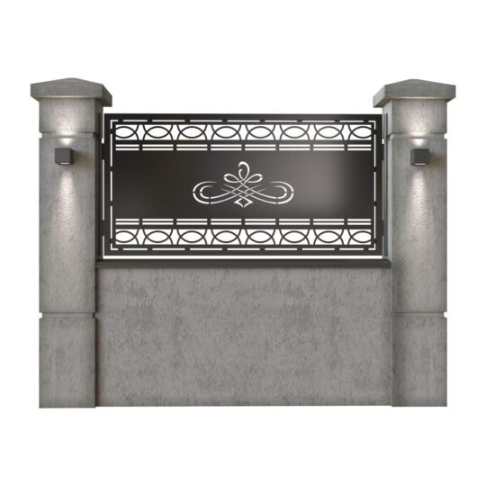 Panou de gard mic din tabla decupata (traforata) CNC cu plasma, model Lima, SM LMA02, 1940 x 990 mm, Negru