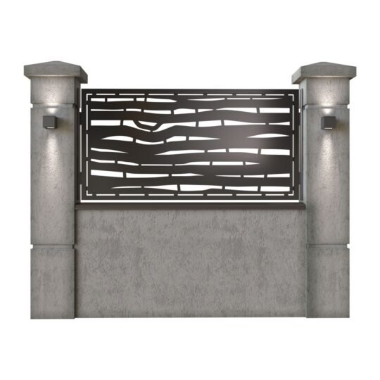 Panou de gard mic din tabla decupata (traforata) CNC cu plasma, model Loft, SM LFT02, 1940 x 990 mm, Negru