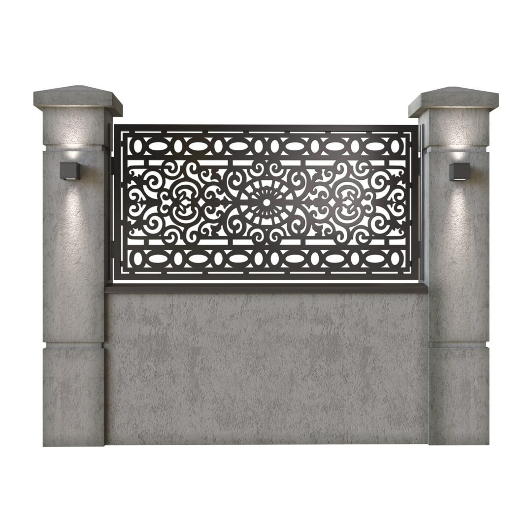 Panou de gard mic din tabla decupata (traforata) CNC cu plasma, model Lux, SM LUX02, 1940 x 990 mm, Negru