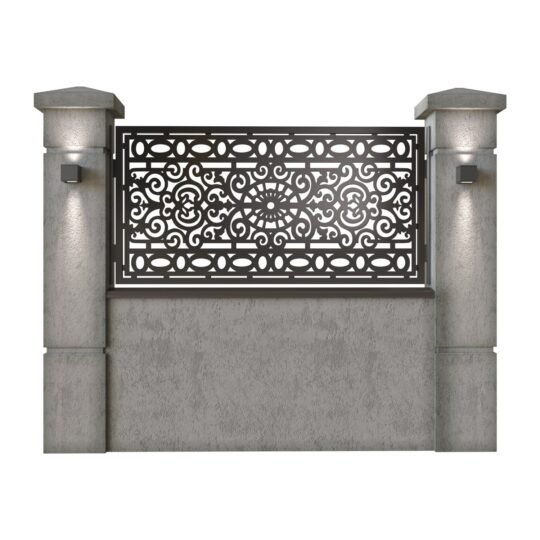 Panou de gard mic din tabla decupata (traforata) CNC cu plasma, model Lux, SM LUX02, 1940 x 990 mm, Negru
