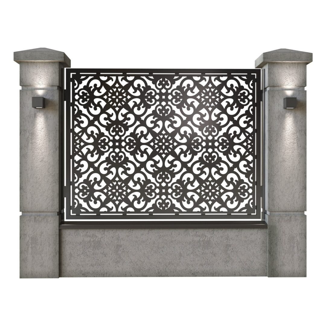 Panou de gard mare din tabla decupata (traforata) CNC cu plasma, model Bella, SM BLA03, 1940 x 1500 mm, Negru