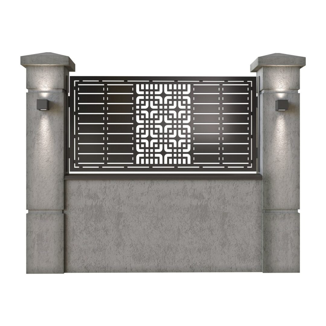 Panou de gard mic din tabla decupata (traforata) CNC cu plasma, model Madrid, SM MDR02, 1940 x 990 mm, Negru