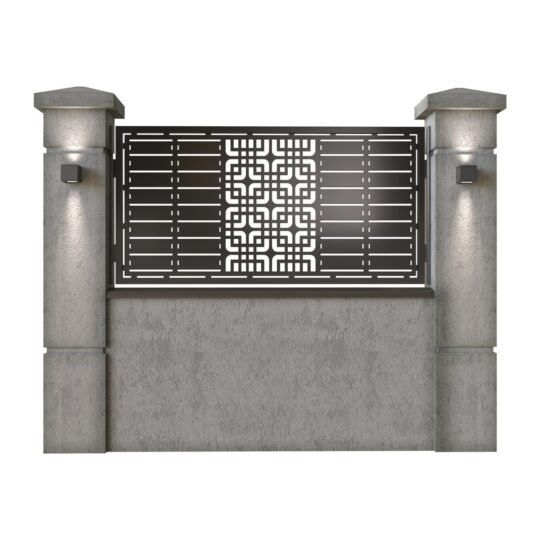 Panou de gard mic din tabla decupata (traforata) CNC cu plasma, model Madrid, SM MDR02, 1940 x 990 mm, Negru