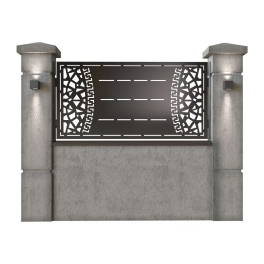 Panou de gard mic din tabla decupata (traforata) CNC cu plasma, model Milano, SM MNL02, 1940 x 990 mm, Negru