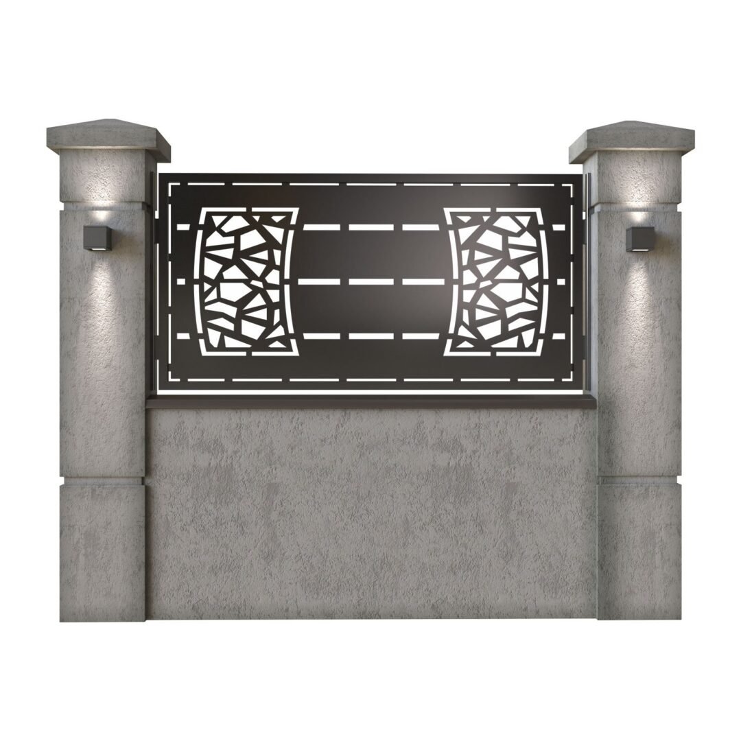 Panou de gard mic din tabla decupata (traforata) CNC cu plasma, model Neo, SM NEO02, 1940 x 990 mm, Negru