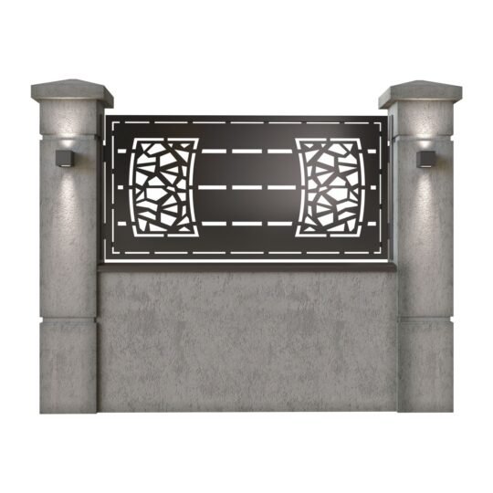 Panou de gard mic din tabla decupata (traforata) CNC cu plasma, model Neo, SM NEO02, 1940 x 990 mm, Negru