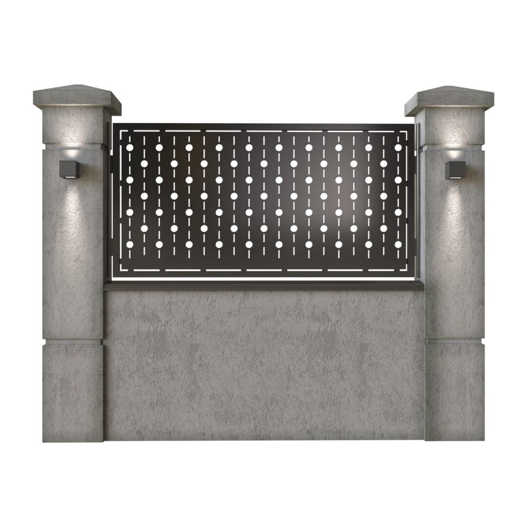 Panou de gard mic din tabla decupata (traforata) CNC cu plasma, model Perla, SM PRL02, 1940 x 990 mm, Negru