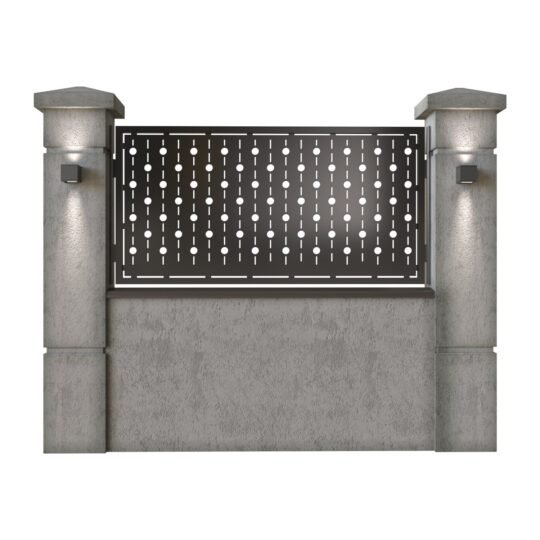 Panou de gard mic din tabla decupata (traforata) CNC cu plasma, model Perla, SM PRL02, 1940 x 990 mm, Negru