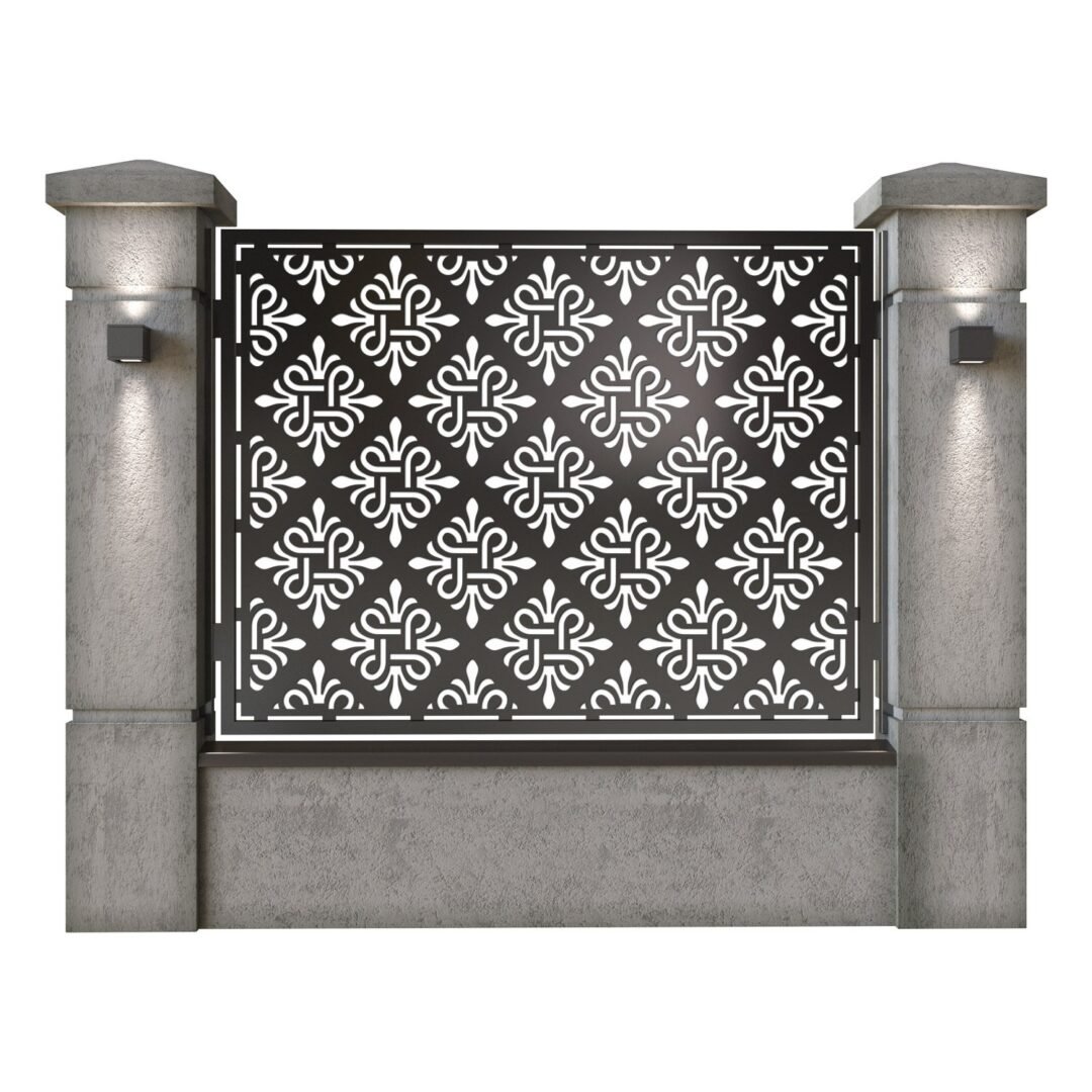 Panou de gard mare din tabla decupata (traforata) CNC cu plasma, model Cairo, SM CIR03, 1940 x 1500 mm, Negru