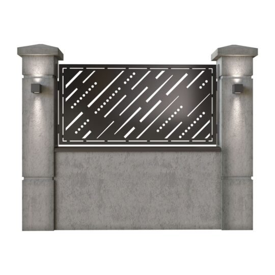 Panou de gard mic din tabla decupata (traforata) CNC cu plasma, model Tokyo, SM TKO02, 1940 x 990 mm, Negru