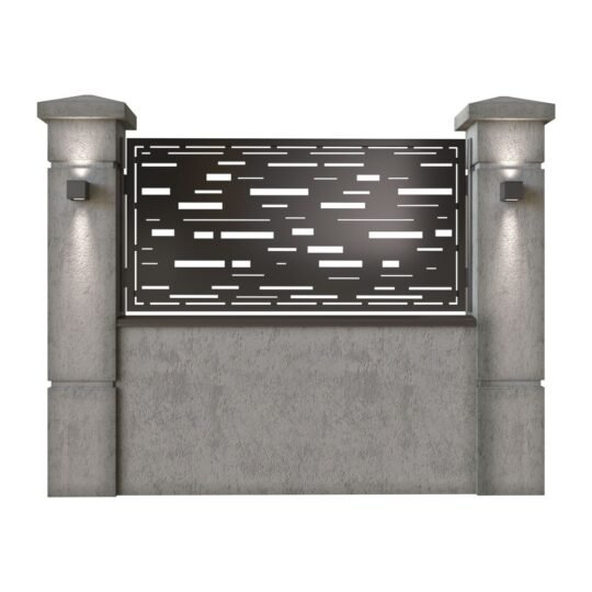 Panou de gard mic din tabla decupata (traforata) CNC cu plasma, model Vector, SM VCT02, 1940 x 990 mm, Negru