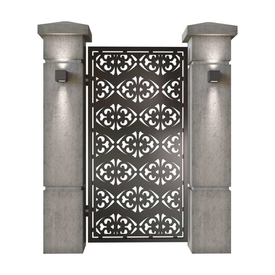 Poarta pietonala din tabla decupata (traforata CNC) cu plasma, model Art Deco, SM ART01, 990 x 1940 mm, Negru