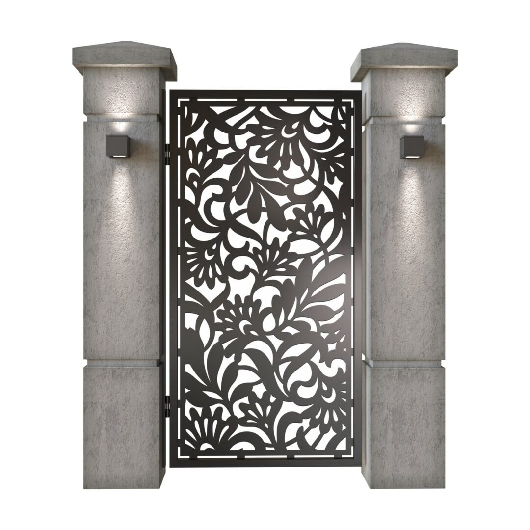 Poarta pietonala din tabla decupata (traforata CNC) cu plasma, model Bali, SM BLI01, 990 x 1940 mm, Negru