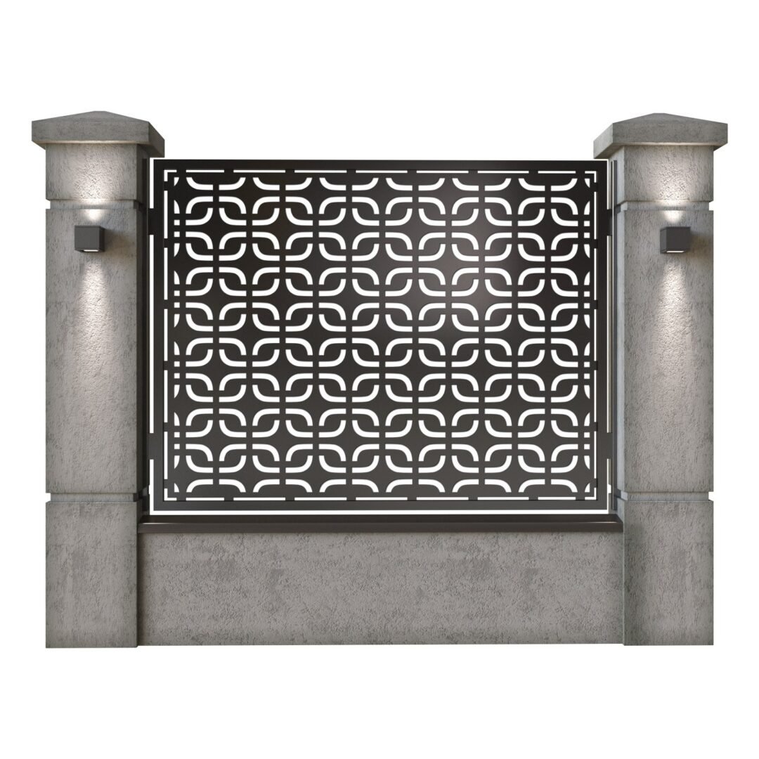 Panou de gard mare din tabla decupata (traforata) CNC cu plasma, model Classic, SM CLS03, 1940 x 1500 mm, Negru