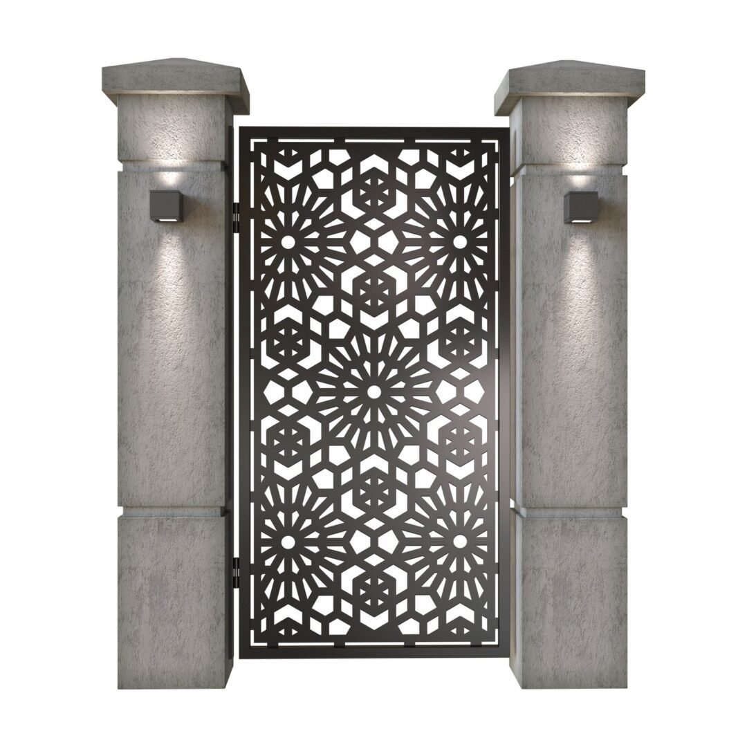 Poarta pietonala din tabla decupata (traforata CNC) cu plasma, model Doha, SM DHA01, 990 x 1940 mm, Negru
