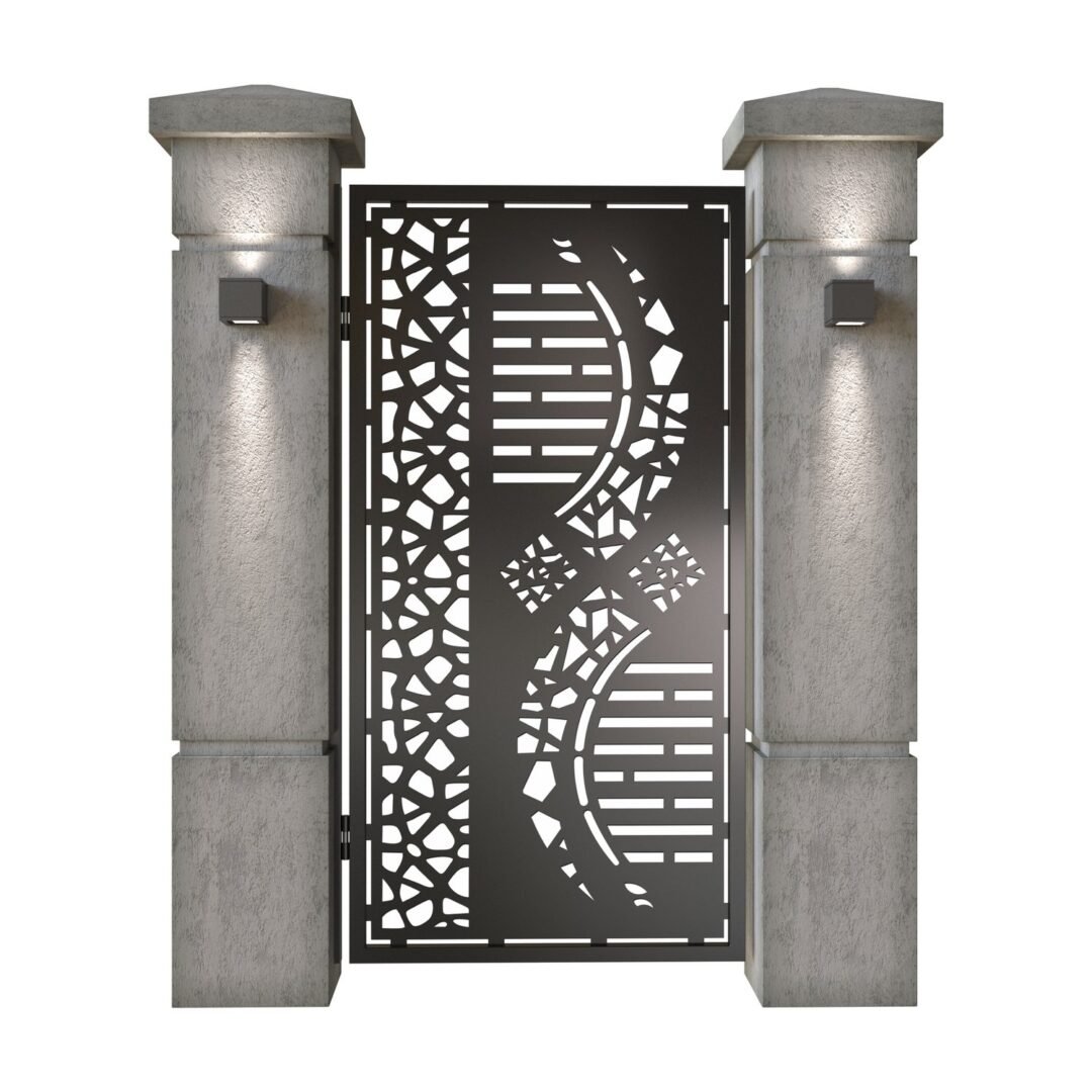 Poarta pietonala din tabla decupata (traforata CNC) cu plasma, model Fantasy, SM FTS01, 990 x 1940 mm, Negru