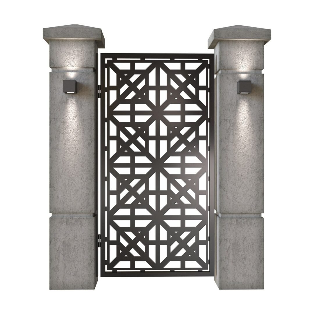 Poarta pietonala din tabla decupata (traforata CNC) cu plasma, model Grande, SM GRN01, 990 x 1940 mm, Negru