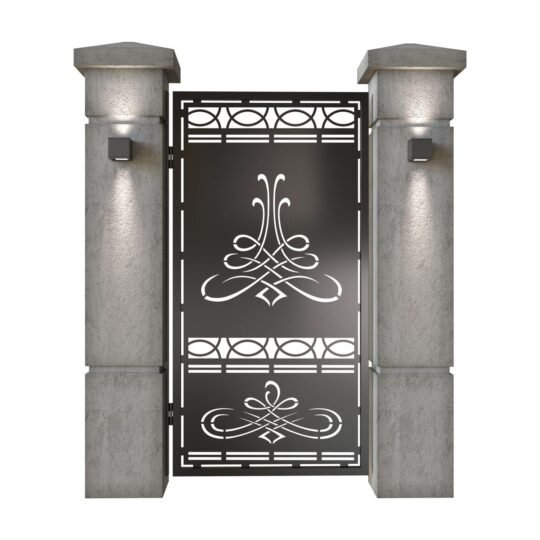 Poarta pietonala din tabla decupata (traforata CNC) cu plasma, model Lima, SM LMA01, 990 x 1940 mm, Negru