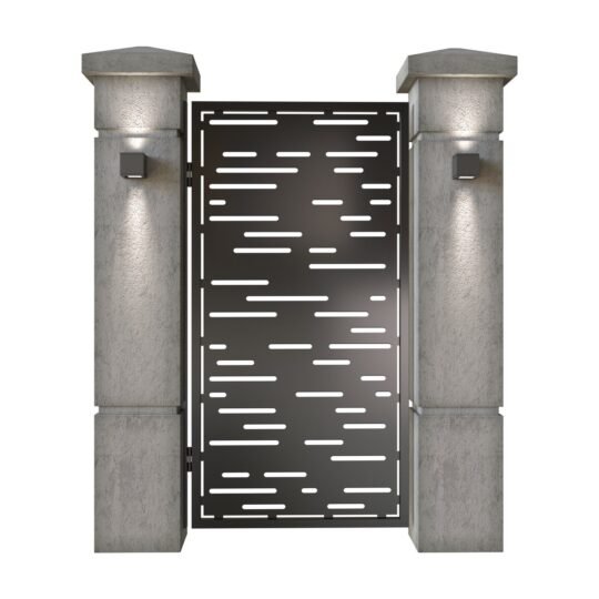 Poarta pietonala din tabla decupata (traforata CNC) cu plasma, model Lines, SM LNS01, 990 x 1940 mm, Negru