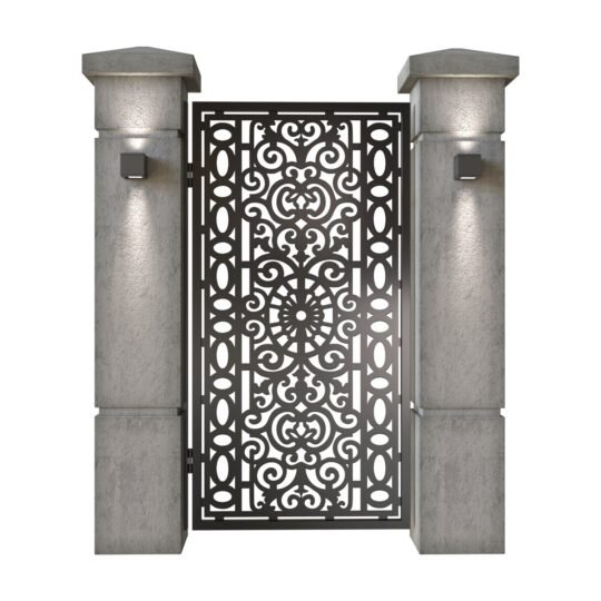 Poarta pietonala din tabla decupata (traforata CNC) cu plasma, model Lux, SM LUX01, 990 x 1940 mm, Negru