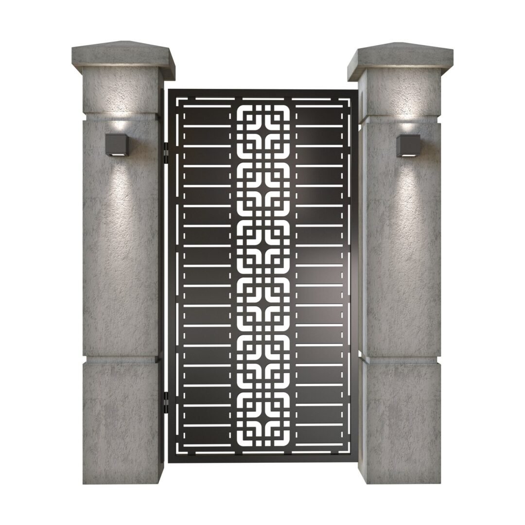Poarta pietonala din tabla decupata (traforata CNC) cu plasma, model Madrid, SM MDR01, 990 x 1940 mm, Negru