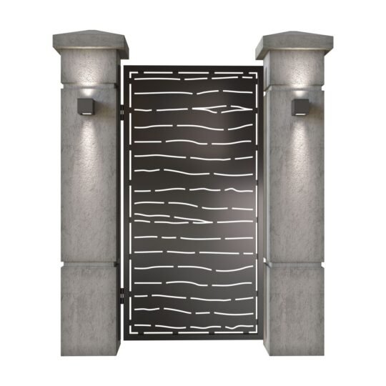 Poarta pietonala din tabla decupata (traforata CNC) cu plasma, model Nairobi, SM NRB01, 990 x 1940 mm, Negru