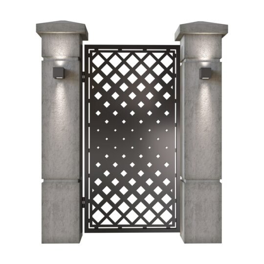 Poarta pietonala din tabla decupata (traforata CNC) cu plasma, model Rumba, SM RMB01, 990 x 1940 mm, Negru