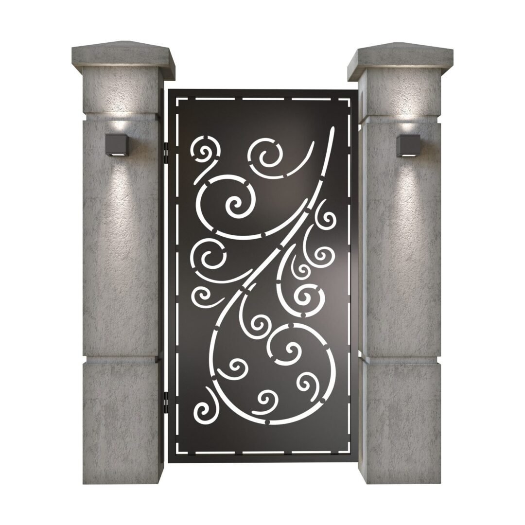 Poarta pietonala din tabla decupata (traforata CNC) cu plasma, model Sofia, SM SOF01, 990 x 1940 mm, Negru
