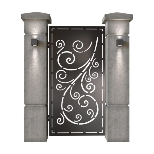 Poarta pietonala din tabla decupata (traforata CNC) cu plasma, model Sofia, SM SOF01, 990 x 1940 mm, Negru