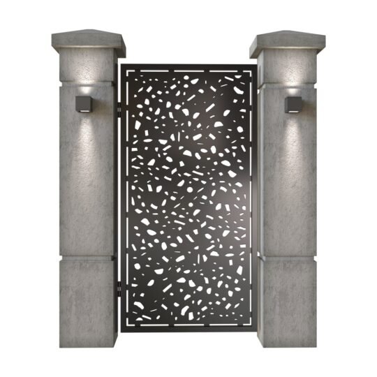 Poarta pietonala din tabla decupata (traforata CNC) cu plasma, model Stone, SM STN01, 990 x 1940 mm, Negru