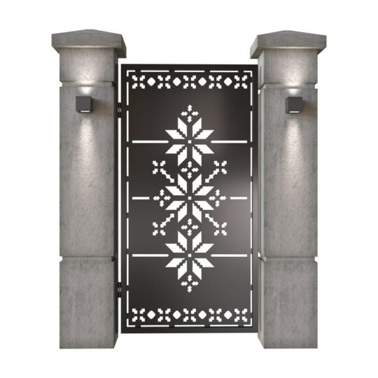 Poarta pietonala din tabla decupata (traforata CNC) cu plasma, model Traditional, SM TRD01, 990 x 1940 mm, Negru