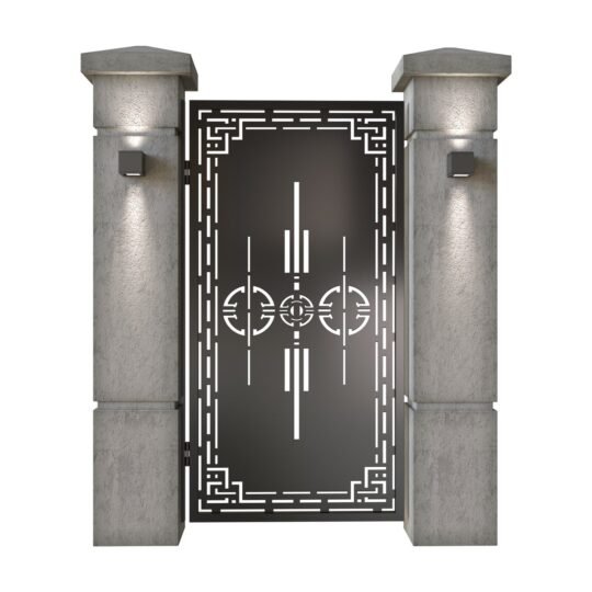 Poarta pietonala din tabla decupata (traforata CNC) cu plasma, model Tribal, SM TRB01, 990 x 1940 mm, Negru
