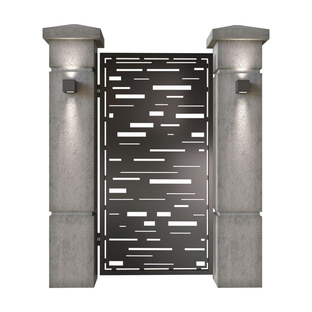 Poarta pietonala din tabla decupata (traforata CNC) cu plasma, model Vector, SM VCT01, 990 x 1940 mm, Negru