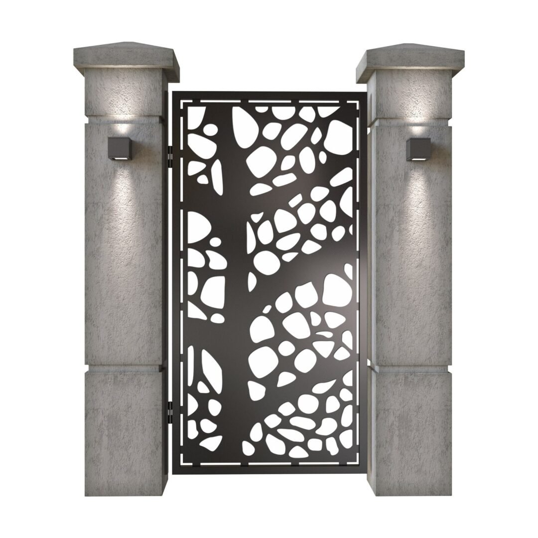 Poarta pietonala din tabla decupata (traforata CNC) cu plasma, model Vogue, SM VOG01, 990 x 1940 mm, Negru