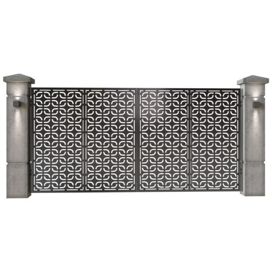 Poarta auto mare batanta din tabla decupata (traforata CNC) cu plasma, model Classic, SM CLS05, 3884 x 1940 mm, Negru