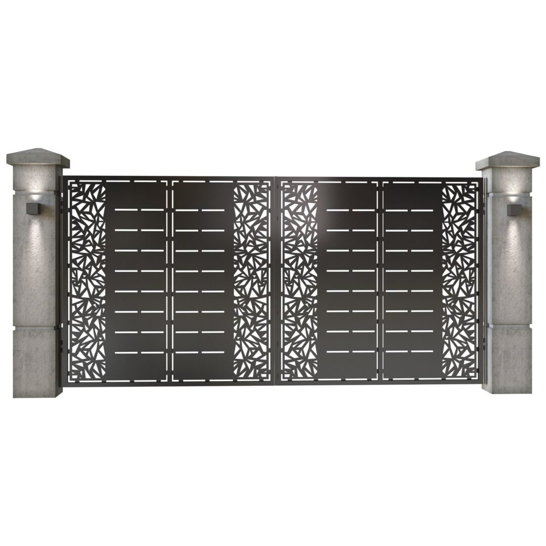 Poarta auto mare batanta din tabla decupata (traforata CNC) cu plasma, model Decor, SM DCR05, 3884 x 1940 mm, Negru