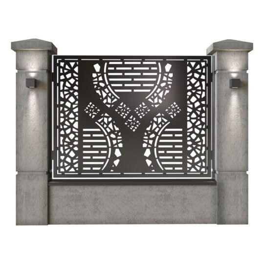 Panou de gard mare din tabla decupata (traforata) CNC cu plasma, model Fantasy, SM FTS03, 1940 x 1500 mm, Negru