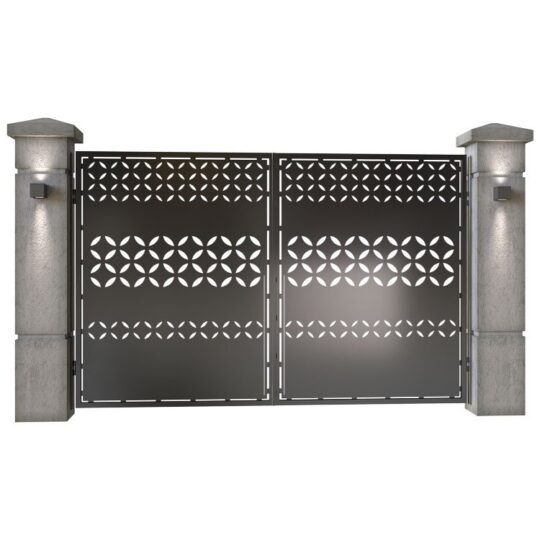 Poarta auto mica batanta din tabla decupata (traforata CNC) cu plasma, model Bliss,  SM BLS04, 3000 x 1940 mm, Negru